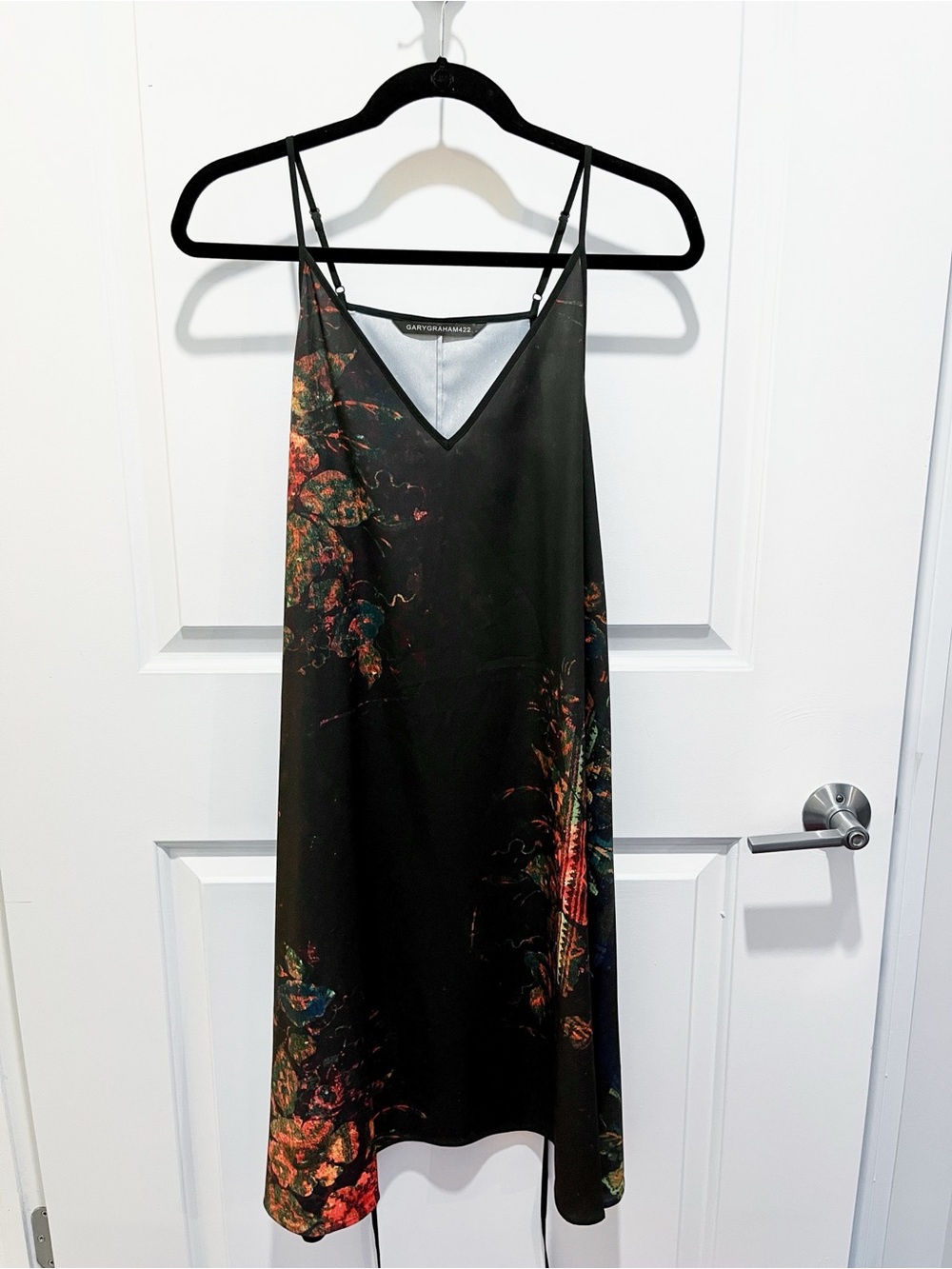 Gary Graham Black Floral Slip Dress, S, NWOT